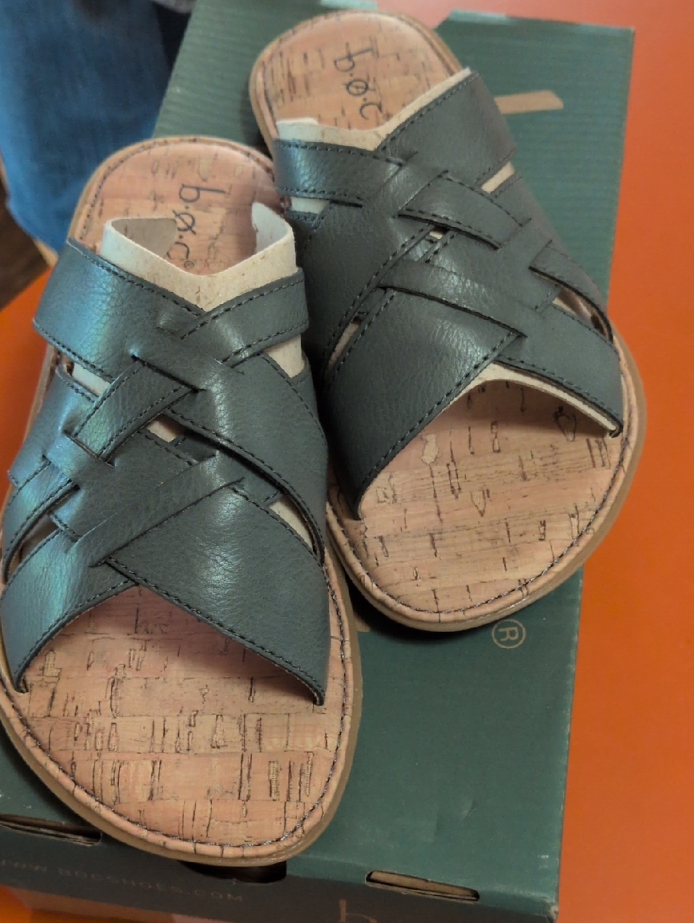 boc Light Blue Woven Strap Slide Sandal